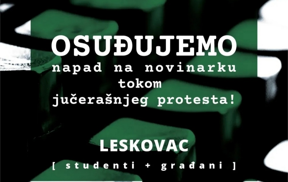 Nezavisna grupa studenata i građana Leskovca: Osuda napada na novinarku Emiliju Mladenović