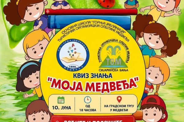 Turistička organizacija: Kviz znanja „Moja Medveđa“, 10. juna u 18 časova