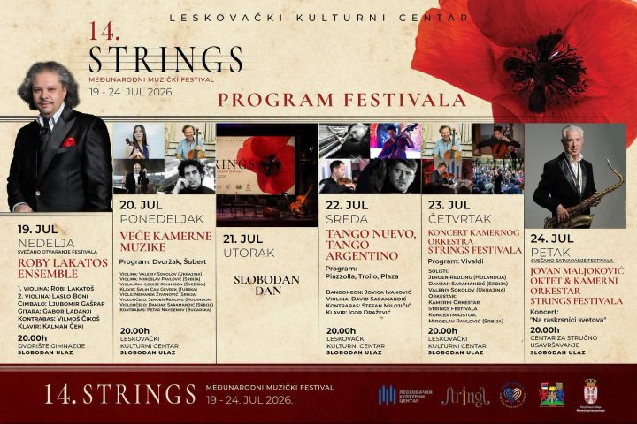 Leskovac 2026: Strings – program festivala, ulaz za sve koncerte – slobodan!